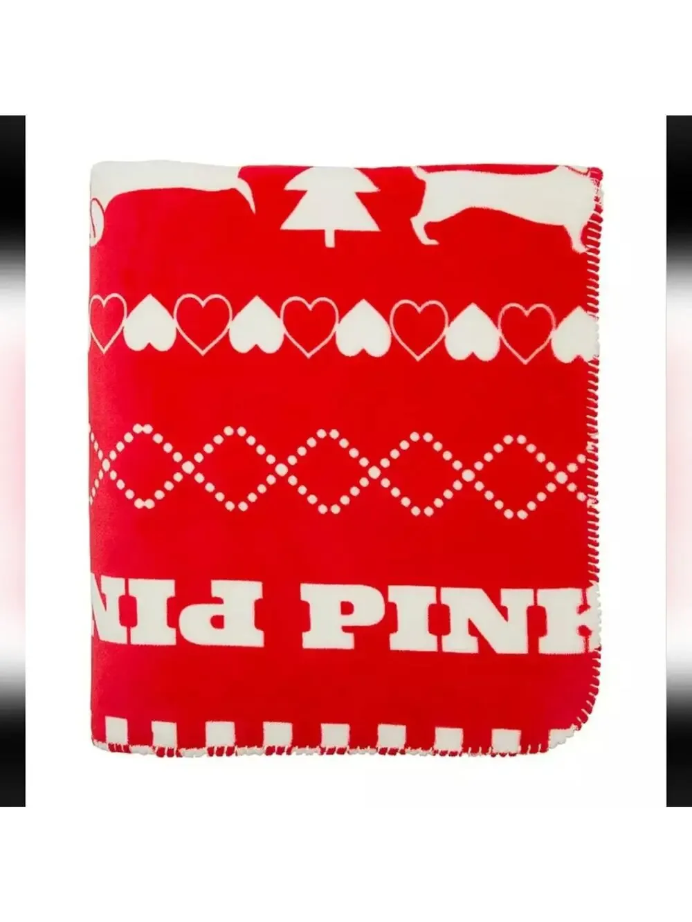 New Victoria's Secret PINK Holiday Fleece Blanket Red Pepper Fair Aisle DEASTOCK